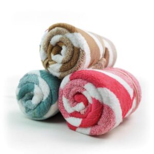 Microfiber Big Stripe Bath Towels for Large Size-Soft Fluffy Coral Fleece Bathing Towel with Hook Quick Dry Super Absorbent- Bath Towel for Men and Women-70 x 140 cm