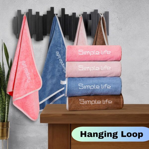 Super Soft Microfiber Simple Life Bath Towels for Bath Men and Women with Hook Quick Dry Super Absorbent 70 x 140 cm